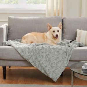 Best Friends by Sheri SnuggleSoft Faux Fur Pet Blanket, Grey, 30X40